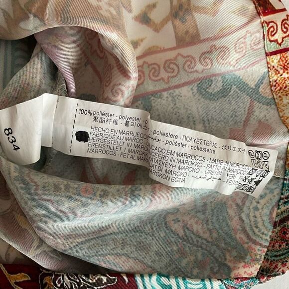 Zara Wrap Dress Patchwork Paisley Floral Aztec Tan Green Blue Zipper Back Small - Picture 5 of 11
